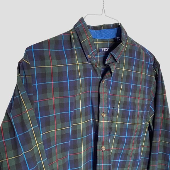 Izod Mens Medium Plaid Button Down Shirt - Picture 1 of 5